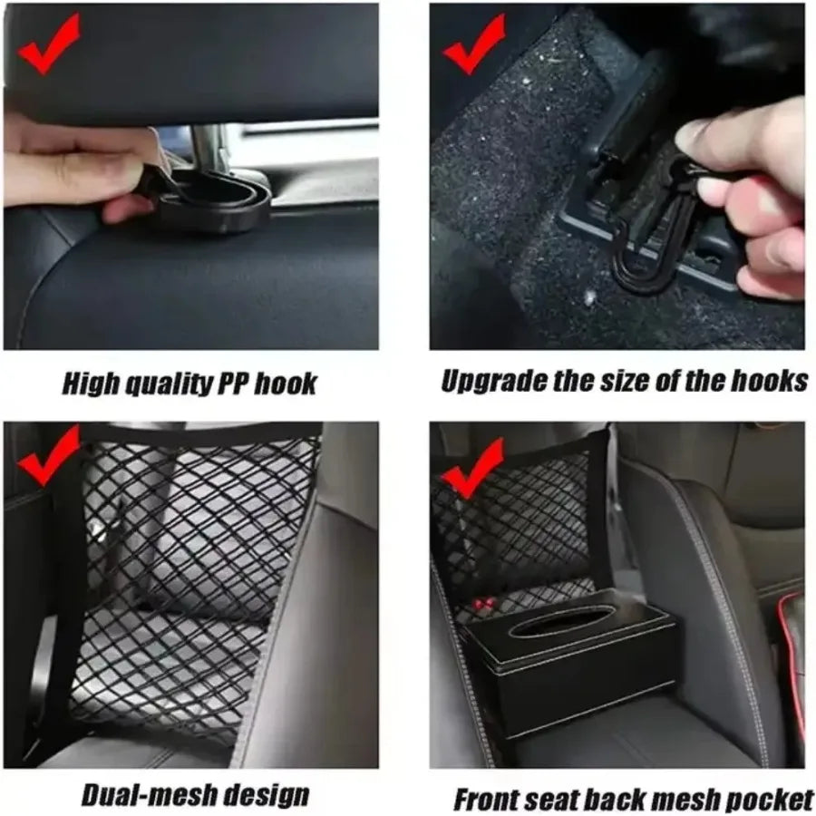 Pet Car Barrier - Dog Barrier with Automatic Mesh, Storage Bag, Back Seat Guard, Safety Protector Mesh Net for Pets