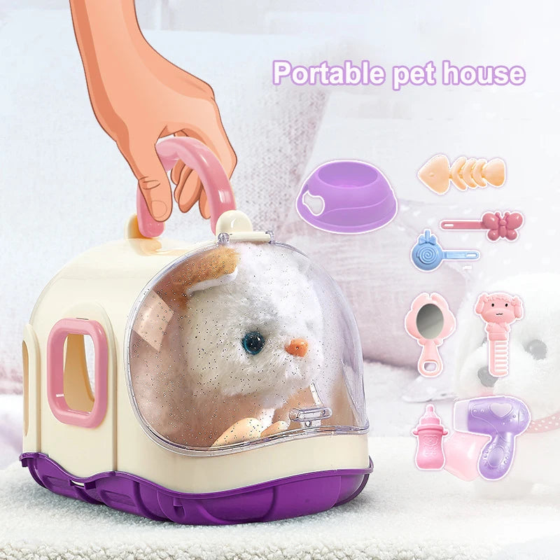 2025 New 13PCS Cute Electronic Pet Cat Toy Children's Simulation Electric Plush Kitten Portable Children's Toy Gift