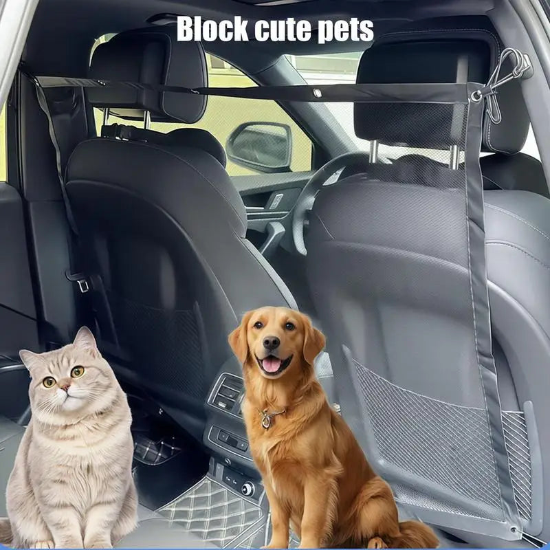 Car Dog Barrier Net Adjustable Pet Safety Divider Between Seat Heavy-Duty Foldable Isolation Net Non-slip Car Accessories For