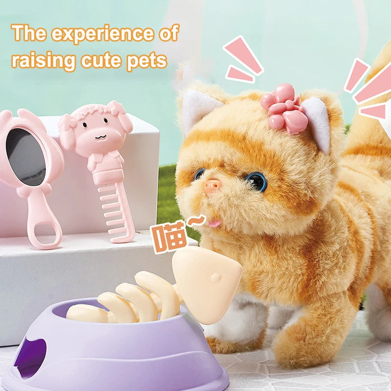 2025 New 13PCS Cute Electronic Pet Cat Toy Children's Simulation Electric Plush Kitten Portable Children's Toy Gift