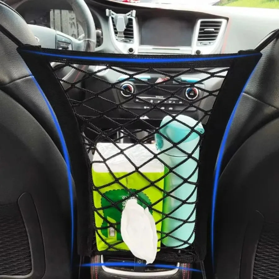 Pet Car Barrier - Dog Barrier with Automatic Mesh, Storage Bag, Back Seat Guard, Safety Protector Mesh Net for Pets